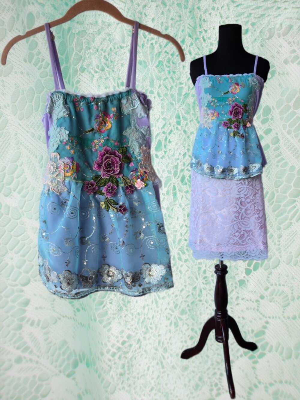 Handmade Babydoll Tube Top Mermaidcore Blouse Romantic Fairycore Embroidery